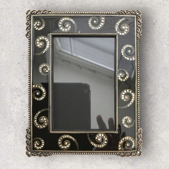 Papyrus Rhinestone & Enameled Black & Silver-tone Picture Frame - Picture 1 of 7